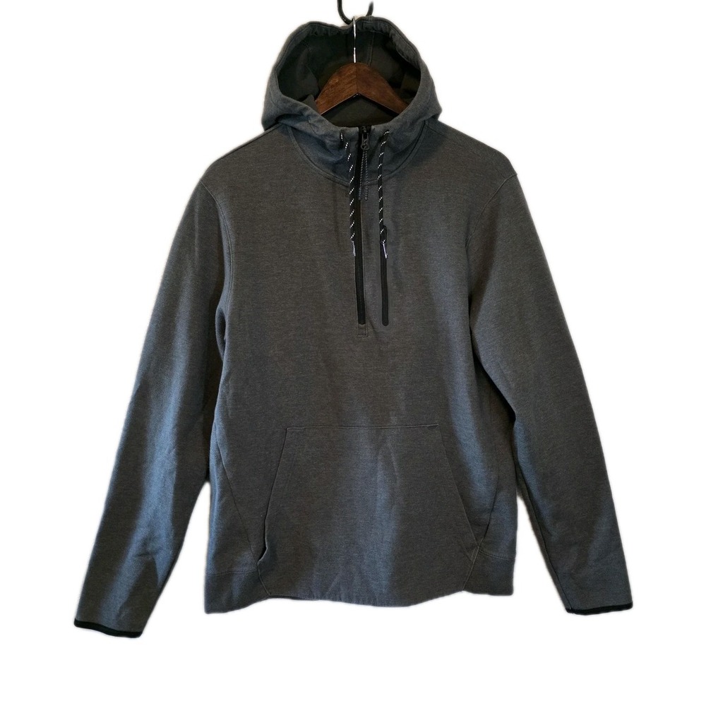 Old Navy Active Hoodie Mens Medium Gray Quarter Zip Chest Pocket Pullover Tech